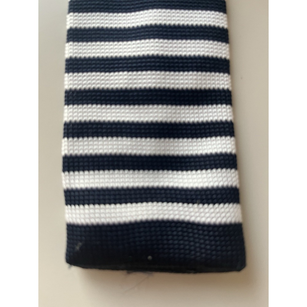 D berite Fashion Style Blue & White Stripes knitted SQUARE END SOCK Tie Handmade
